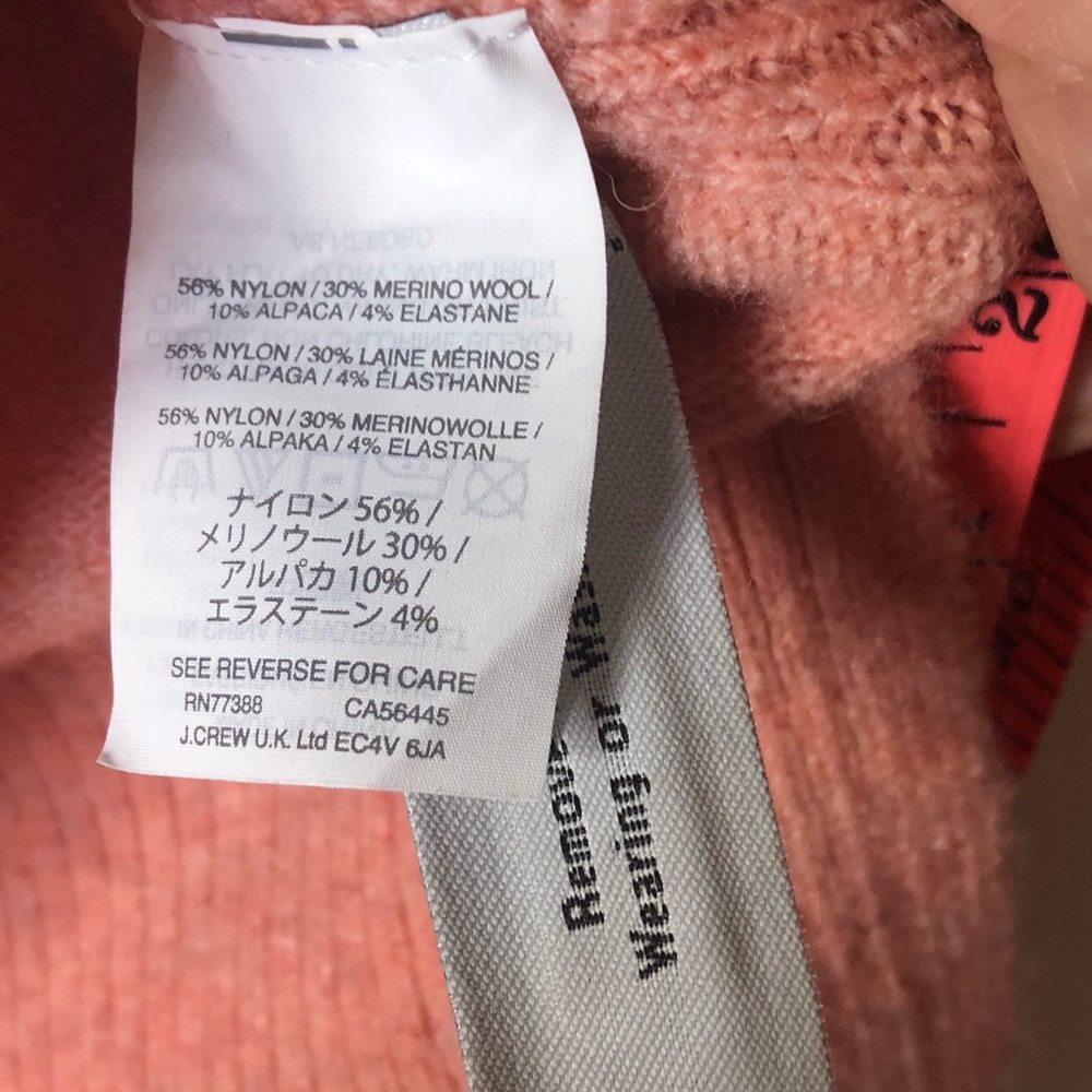 J crew alpaca wool‎ blend pink salmon sweater XS - Picture 10 of 12